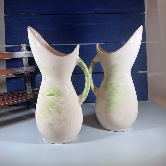 Vintage Hand Painted Ucagco Pitchers Set of 2 Floral Design Garden Colonial Gift - Picture 7 of 7